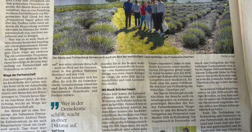 O partnerstwie Proszowic i Fichtenberga w niemieckiej prasie